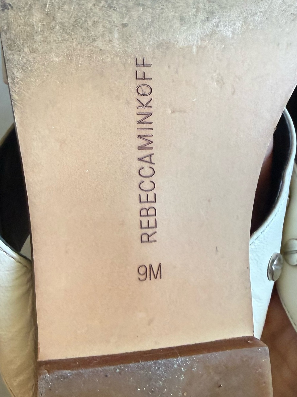 Rebecca Minkoff White Studded Leather Slide Sandals - Picture 6 of 7